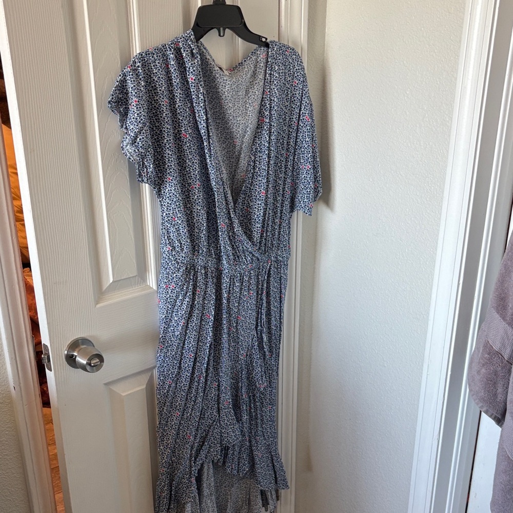 J. Crew Blue and Pink High Low Dress